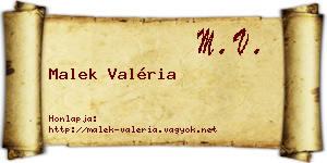 Malek Valéria névjegykártya